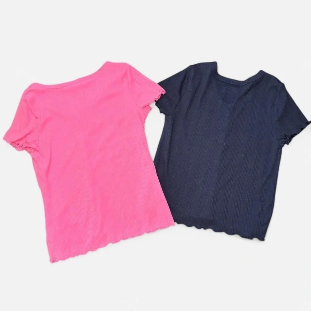 Old Navy Pink and Gap Navy Blue Button-Up Tops